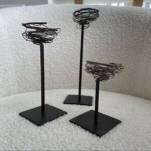 Set of 3 Tiered Wire Spun Candle Holders Votive Tea Light Size